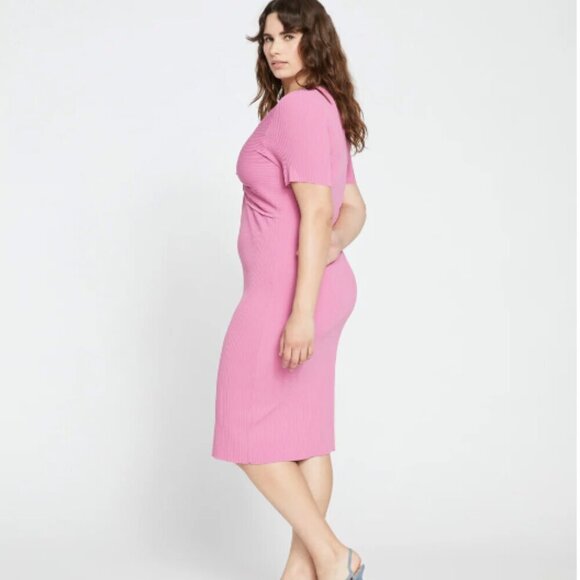 NWT Universal Standard Twist Knit Ribbed Dress Anemone Pink - Picture 3 of 11
